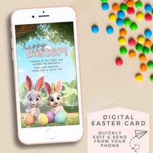 Osterkarte, mobile Oster Fotobotschaft zum Versenden per Nachricht oder via Social Media. Digitale Ostern benutzerdefinierte Dankeschön-Nachricht Fotovorlage