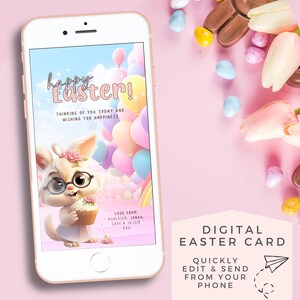 Tarjeta de Pascua, mensaje de Pascua con foto para enviar por mensaje de texto o redes sociales. Plantilla de mensaje de agradecimiento con foto digital personalizado para Pascua