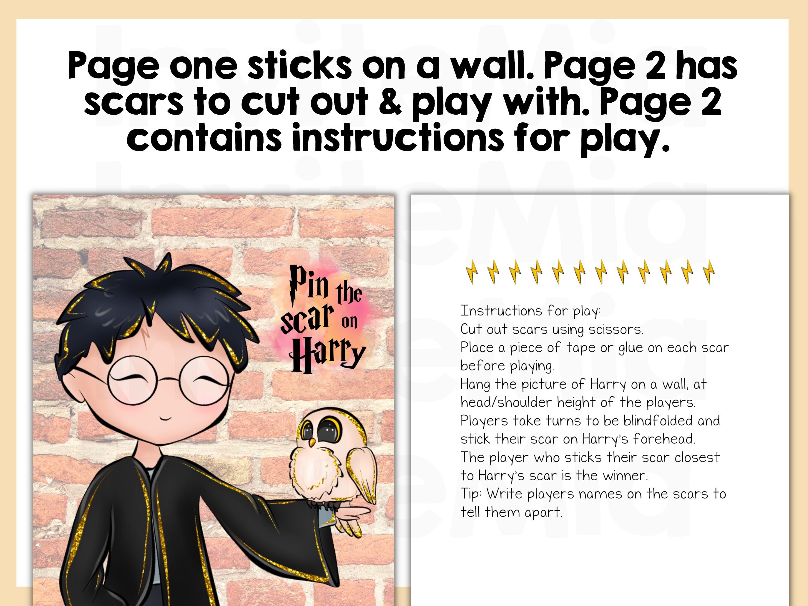 Wizard Birthday Party Game Pin the Scar on Harry Witch Magical - Etsy
