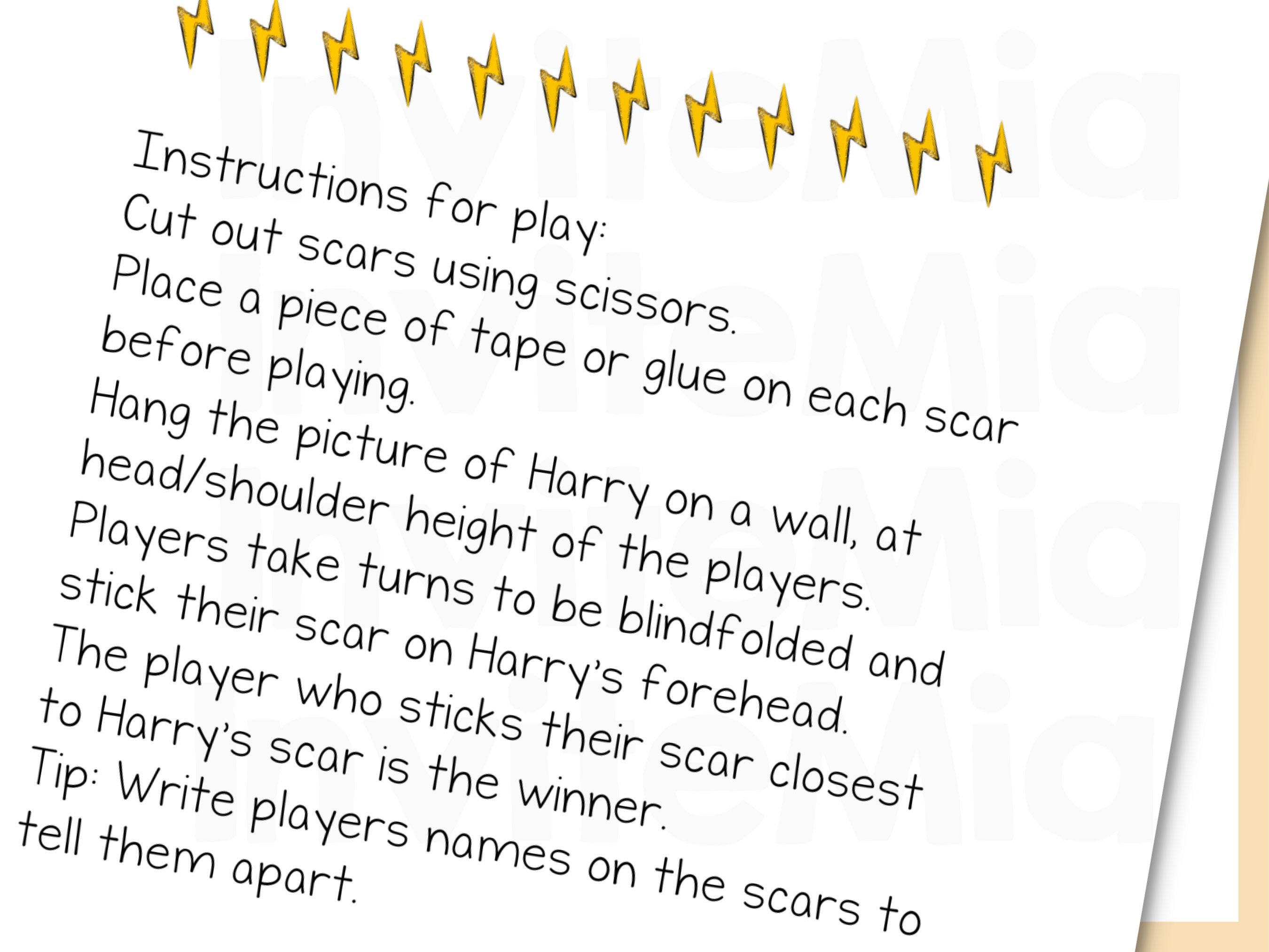 Wizard Birthday Party Game Pin the Scar on Harry Witch Magical - Etsy