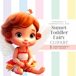 Kleinkind Fee Mädchen Cartoon, Herbst Herbst Sonnenuntergang Blumenfee, glitzernde Geburtstagsfee Baby Mädchen PNG, 3D Bild magische orange Garten Prinzessin