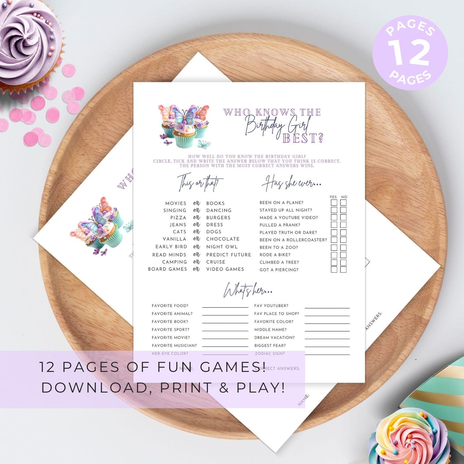Printable Party Games for Girls Teen Tween Sleepover Slumber Party Who