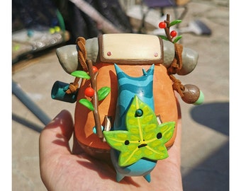 Legend of Zelda Korok Figurine with Backpack, Tears of Kingdom Korok Inspired Resin Interior Decoration Ornaments Collection