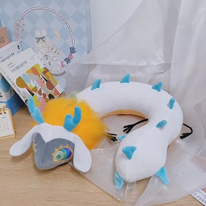 The Legend of Zelda Light Dragon Plush Neck Pillow, Tears of The Kingdom Adorable Neck Cushion, Stuffed Toys, Travel Pillow, Zelda Furret