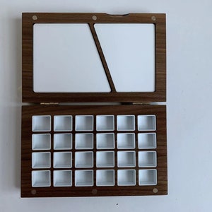 Walnut Wood Watercolor Palette 24 Wells 2 ml Each Magnetic Closure Gift for Her Travelling Portable Palette A.Walnut Ordinary