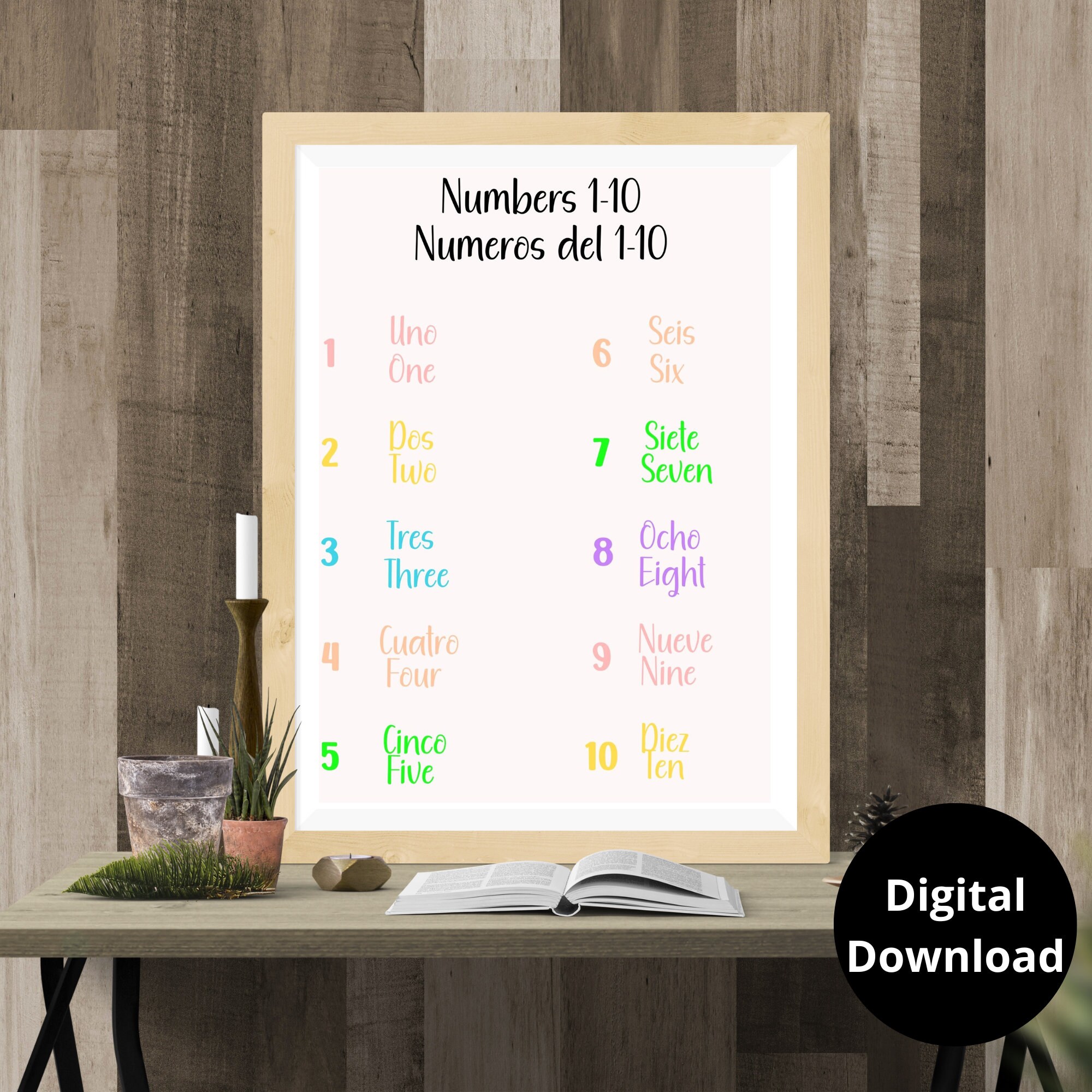 Spanish Chart Numbers spanish Number List Number 10 Prints - Etsy