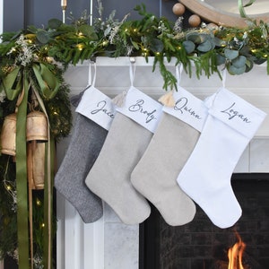 Personalized Christmas Stockings | Modern Christmas | Neutral Stockings | Farmhouse | Embroidered | Personalized Family Stocking