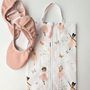Bolsa multicultural para zapatos de baile de bailarina: bolsa de algodón con cremallera y forro