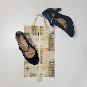 Botanical Shoe Bag, Women&#39;s Shoe Bag, Packing cube, Zippered Travel Bag, Expandable Shoe Bag, Bridal Shower Gift, Lined Shoe Bag.