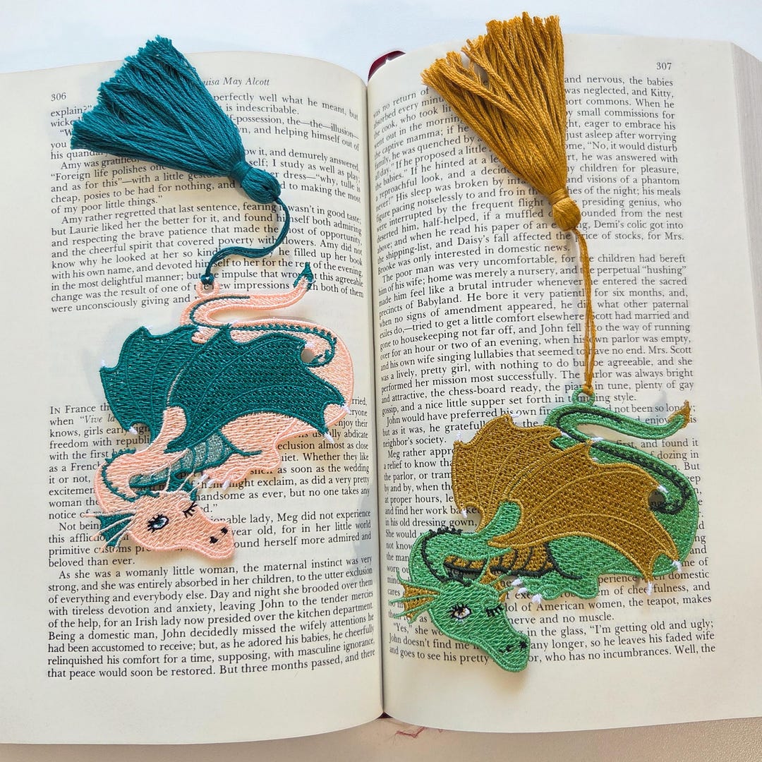 Winking Dragon Embroidered Winking Dragon Bookmark With Tassel - Etsy