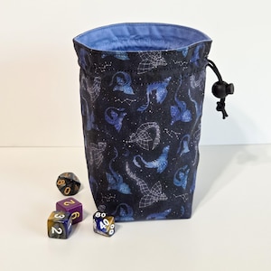 Celestial Dragon Drawstring Dice Bag; Dice Pouch for D&D and Role Playing Games; Storage Bag For Minis, Meeples and Other Small Game Pieces.