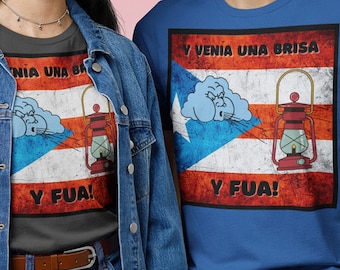 Lustiges zweisprachiges Shirt, Boricua TShirt der beunruhigten puertoricanischen Flagge, puerto Rico Latina Boricua Top, Venia Una Brisa Y Fua Shirt