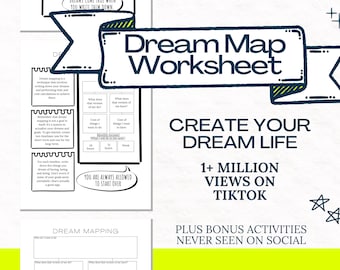 Dream Map, Manifestation Your Dreams + Transform Your Life, Step-by-Step Guide Proven to Work, Digital/Printable PDF Worksheet