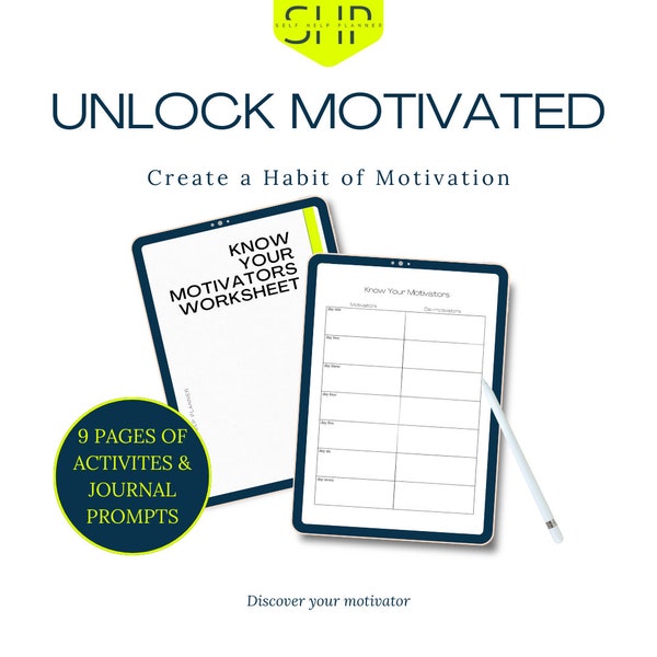 Create More Motivation + Find Your Motivators, Easy Neuroscience Hack to Staying Motivated! Digital/Printable PDF Worksheet