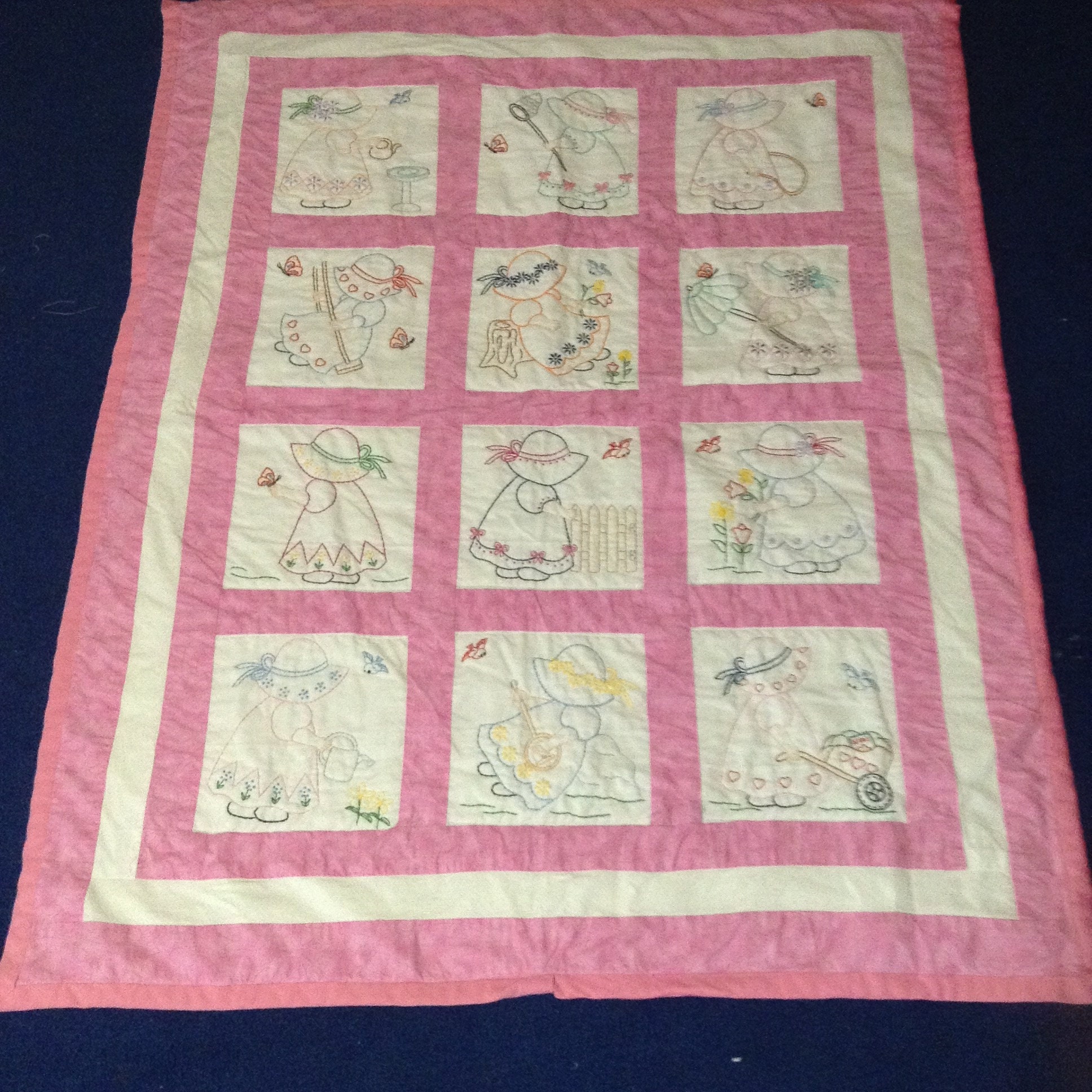 Little Girls Hand embroidered Crib Quilt Etsy UK