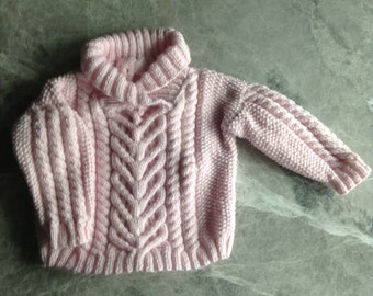 Knitted Fisherman Baby Sweater 12-18 months; Pink, Purple, Blue, Green