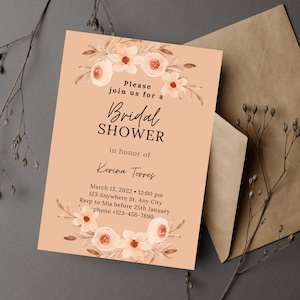 Bridal Shower, custom bridal shower. Bridal Shower Invitation Template, Printable Bridal Shower Brunch Invitation Card, Instant Download