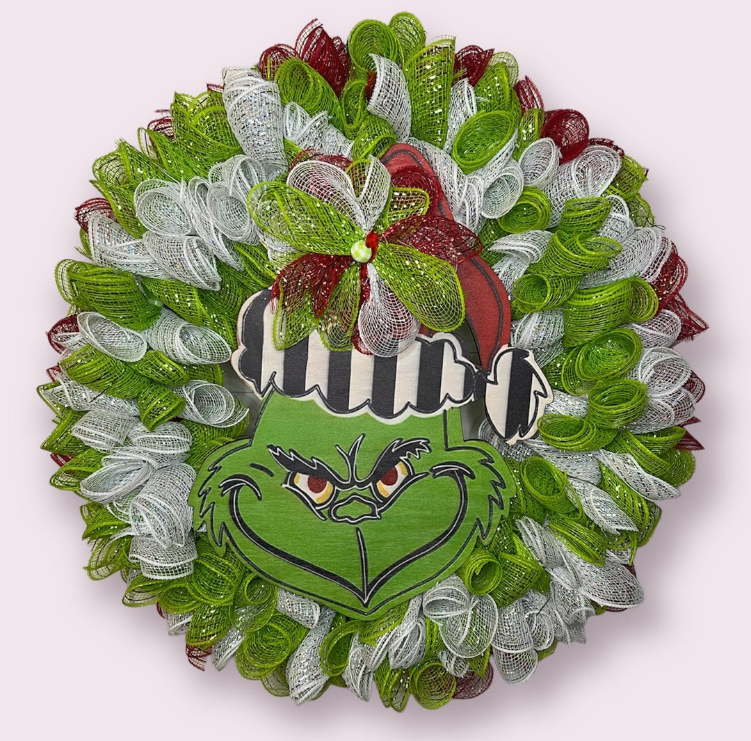 18” the Grinch, Christmas, Deco Mesh Wreath! - Etsy