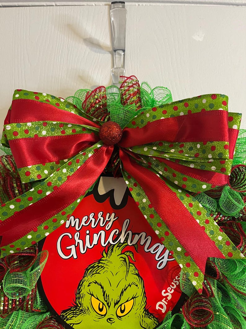 14” the Grinch, Christmas, Deco Mesh Wreath! - Etsy