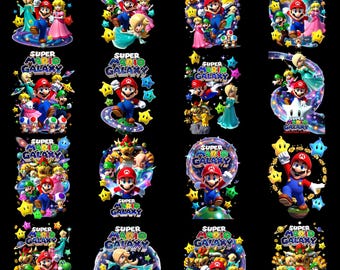 Super Mario Galaxy PNG, Mario Clipart, Gamer T-Shirt Design (Instant Download)