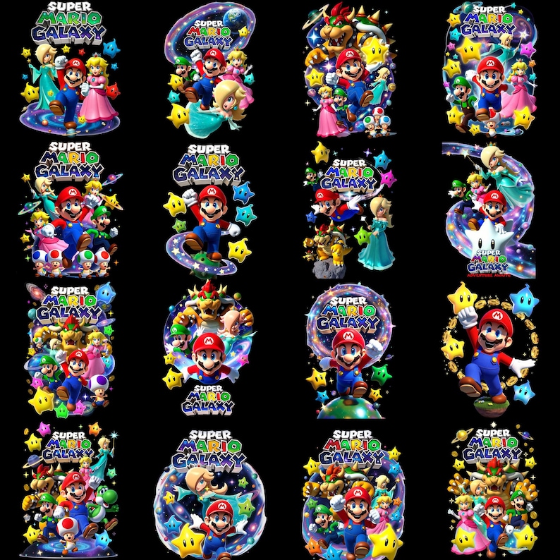Super Mario Galaxy PNG, imágenes prediseñadas de Mario, diseño de camiseta para gamers (descarga instantánea) imagen 1