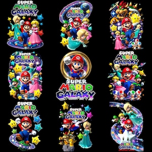 Super Mario Galaxy PNG, imágenes prediseñadas de Mario, diseño de camiseta para gamers (descarga instantánea) imagen 2