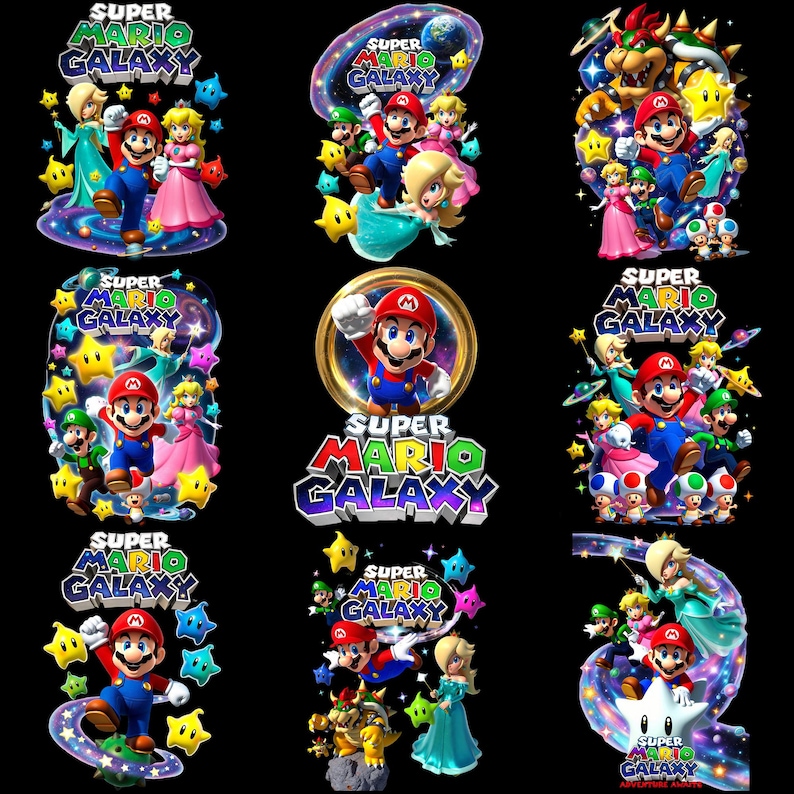 Super Mario Galaxy PNG, imágenes prediseñadas de Mario, diseño de camiseta para gamers (descarga instantánea) imagen 2