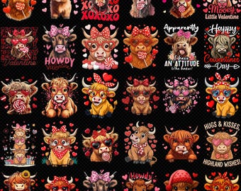 Funny Valentine Highland Cow PNG, Valentine Coquette Png, Valentine's Day Sublimation, Howdy Valentine Png, Love XOXO Heart,Digital Download