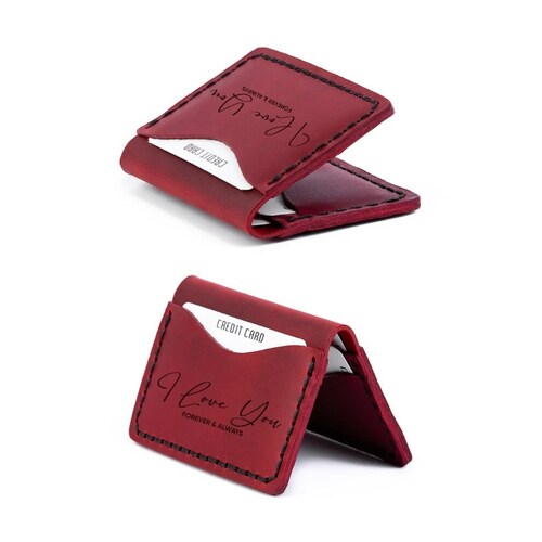 Personalized Leather Card shops Holder Gift for Men, Custom Wallet for Man