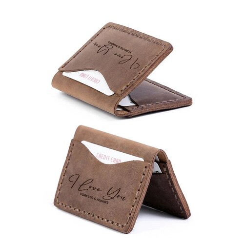 Personalized Leather Card shops Holder Gift for Men, Custom Wallet for Man