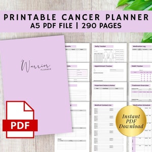 Cancer Planner Patient Medication Treatment Plan Template, Chemo Care Survivor Warrior Planner, Symptom Habit Medical Date Schedule Tracker
