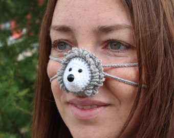 Hedgehog nose warmer. Animal lover gift. Hedgehog mask