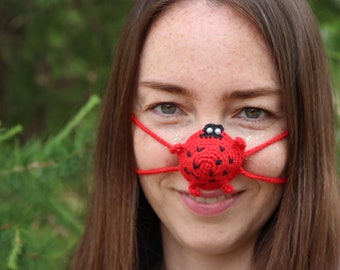 Ladybug nose warmer. Ladybird lovers gift. Stocking stuffer. Small thank you gift.