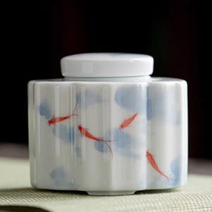 Ceramic Hand Painted Fish Tea Canister