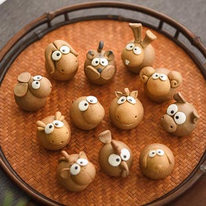 Clay Tea Pet little tiger,Tea Lover&#39;s Pet Desk Decor,Made of Yixing Zisha Clay One Piece Set