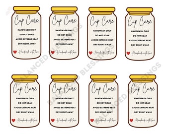 Tarjetas de instrucciones para el cuidado de latas de vidrio, Imprimibles, Descarga instantánea