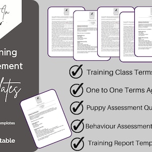 Dog Trainer Business Templates, Forms & Contracts. Dog Training Agreement, DIY Editable Canva Template, Dog Training Service
