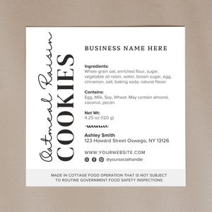 Étiquette alimentaire Cottage | Étiquette de produits de boulangerie maison | Étiquette alimentaire imprimable | Étiquette de cuisson Cottage | Modèle d'étiquette d'ingrédient | Stickers Boulangerie Maison