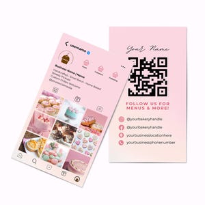 Cartão de Visita para Padaria no Instagram | Modelo Editável do Canva | Cartão de Padaria com QR Code | Design de Cartão de Visita Personalizado para Instagram