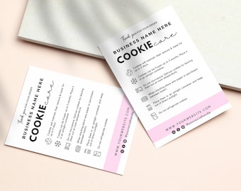 Bearbeitbare Cookie Care Card Canva Vorlage | Sofortdownload | Packungsbeilage | Printable Cookie Pflegeanleitung | Pflegehinweise