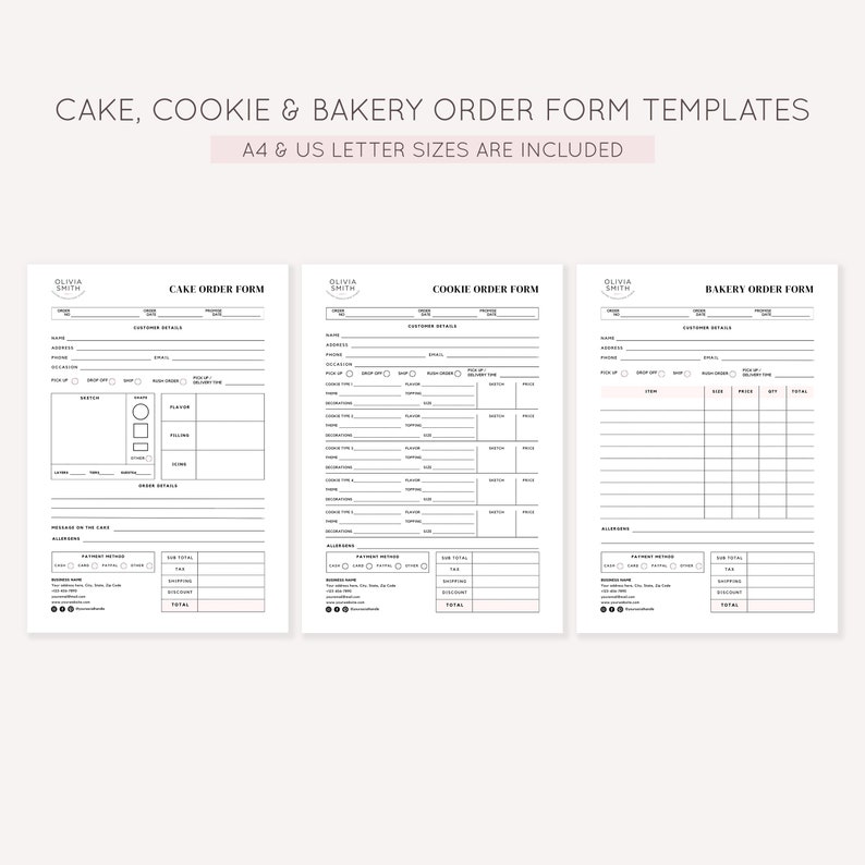 Canva Templates for Bakery Order Forms