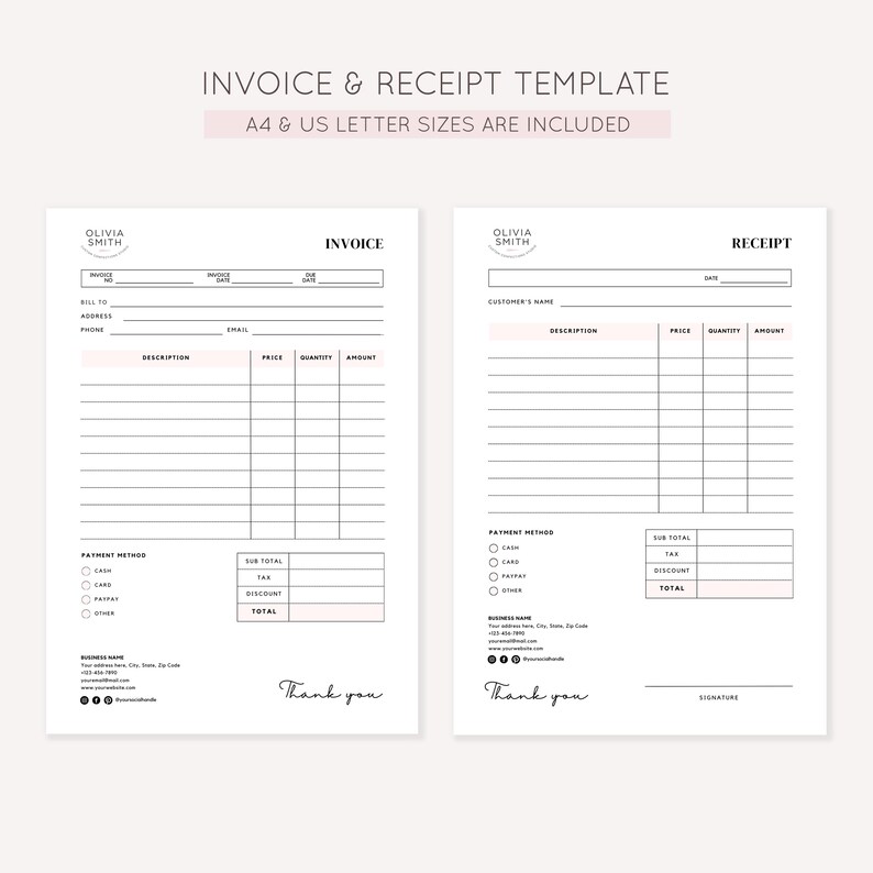 Canva Templates for Bakery Invoice and Receipt