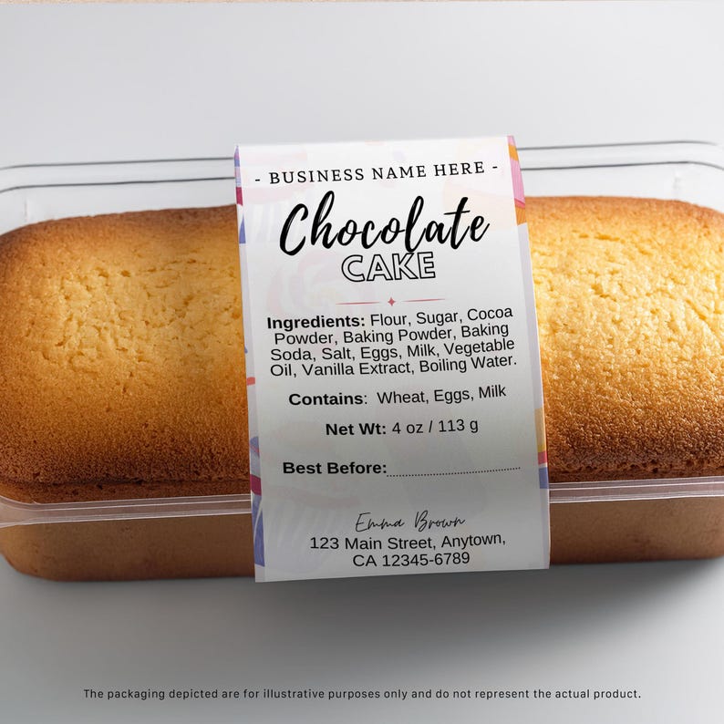 Editable Mini Cake Tin Label Template | Mini Loaf Baking Pan Label ...