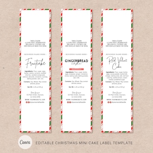 Editable Christmas Mini Cake Label Template | Mini Cake Label | Mini Loaf Baking Pan Label | Mini Cake Packing Labels