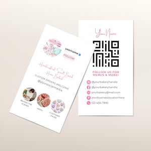 Instagram Bakery Business Card | Editable Canva Template | QR Code Bakery Card | Custom IG Business Card Design