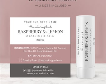 Lip Balm Label Template | Chapstick Sticker | Editable Canva Packaging