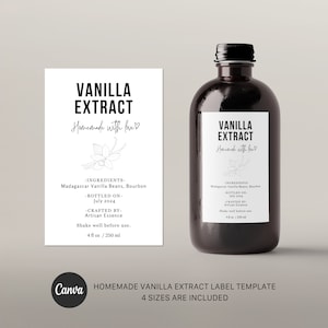 Vanilla Extract Label Template: Editable Printable Stickers for Homemade Bottles and Jars