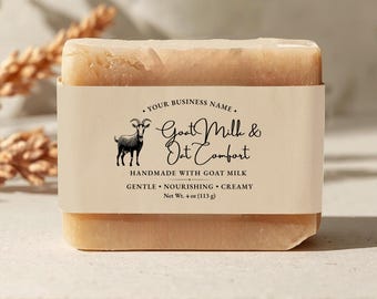 Goat Milk Soap Label Template for Canva – Editable Custom Soap Bar Label, Organic Soap Label Design