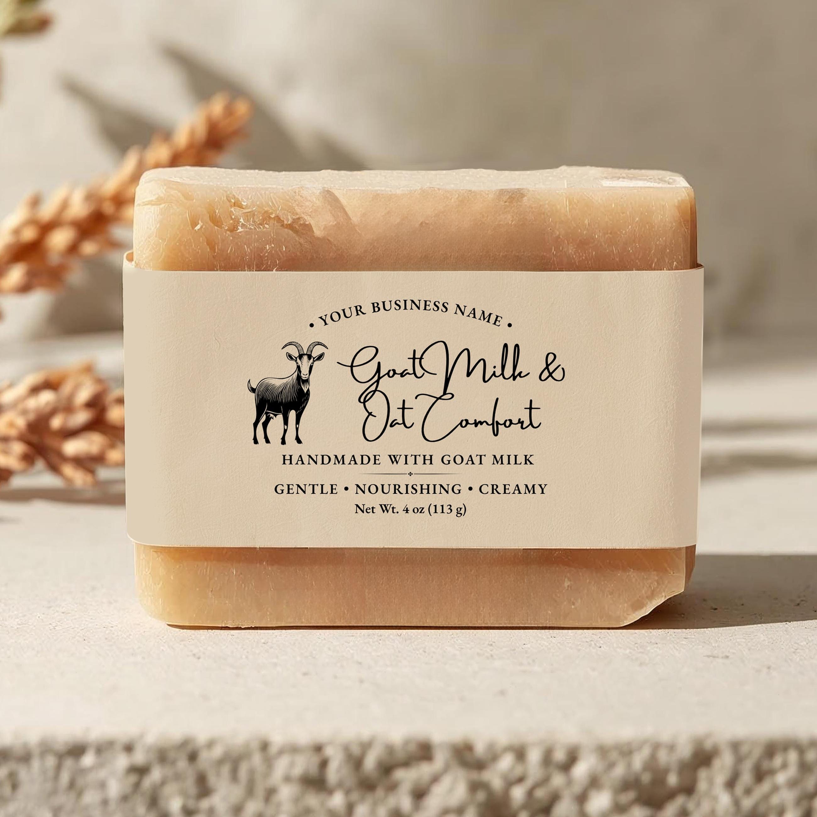 Goat Milk Soap Label Template for Canva – Editable Custom Soap Bar ...