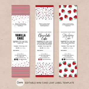 Editable Mini Cake Tin Label Template | Mini Loaf Baking Pan Label | Mini Cake Tin Label Printable | Mini Loaf Cake